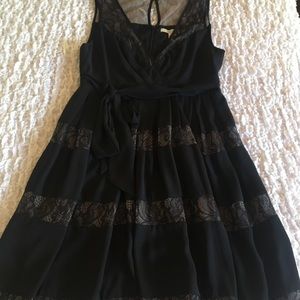 Max & Cleo Lace Pleated Black Dress 6 Small Medium